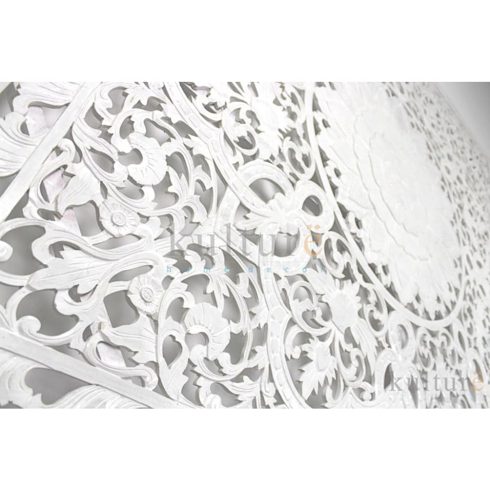 Bed Headboard Carved Raflessia - White EXP