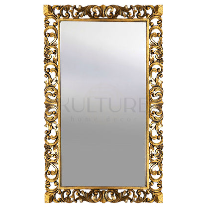 Hand Carved Mirror "Cempaka" Gold Wash - 150 cm