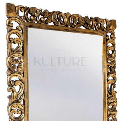 Hand Carved Mirror Cempaka Gold Wash 180 cm