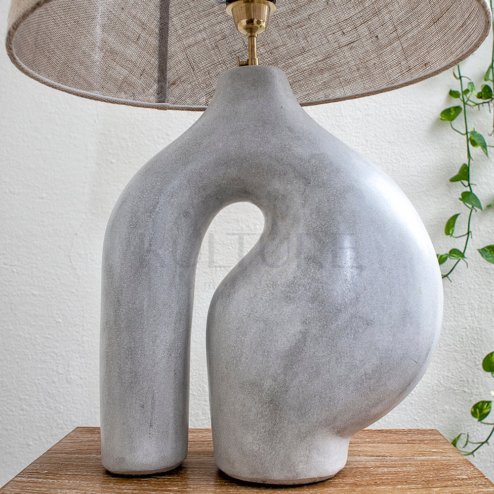 Ceramic Table Lamp 'Arum' - Grey