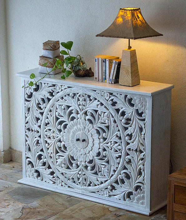 wooden carved sideboard table calyta white wash bali design hand carved hand made decorative house furniture wood material decorative wall panels decorative wood panels decorative panel board