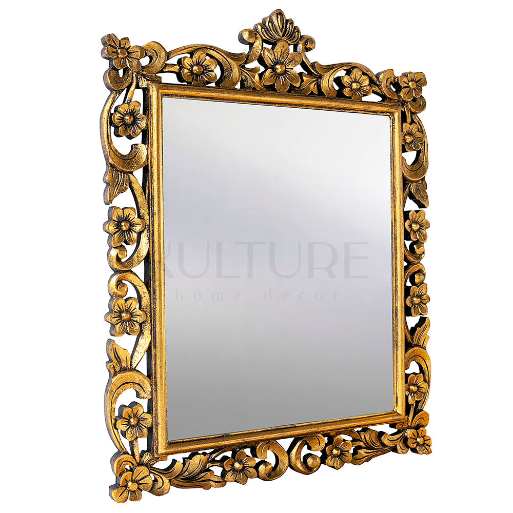 Hand Carved Mirror Gelora Gold Wash 90 cm