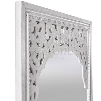 Hand Carved Mirror Cahaya in white 180 cm