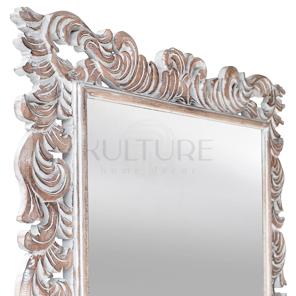 Hand Carved Mirror "Kuno" Antic-wash - 100 cm