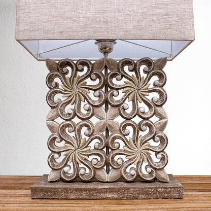 Carved Table Lamp 'Ishwari' - Brown