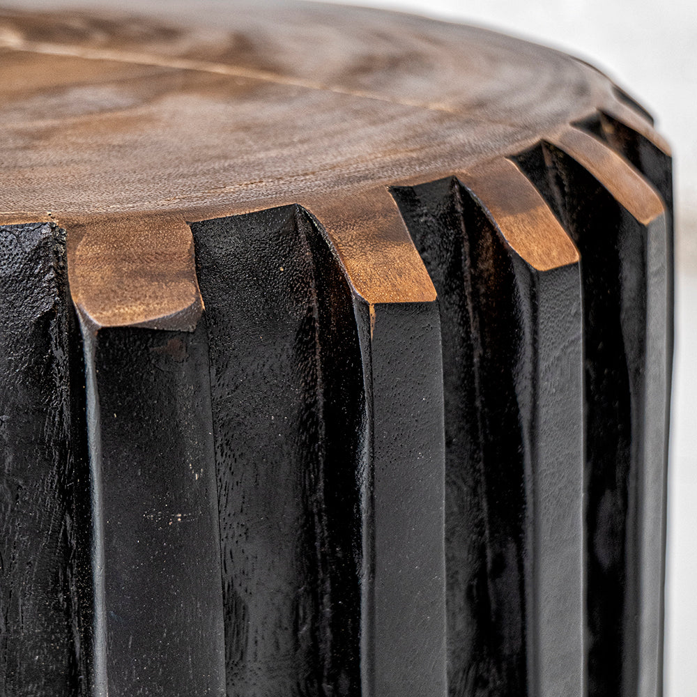 Wooden Side Table / Stool 'Zenia' - Black & Natural