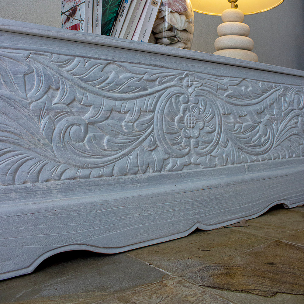 carved wood trunk sandara white wash bali design hand carved hand made decorative house furniture wood material decorative wall panels decorative wood panels decorative panel board