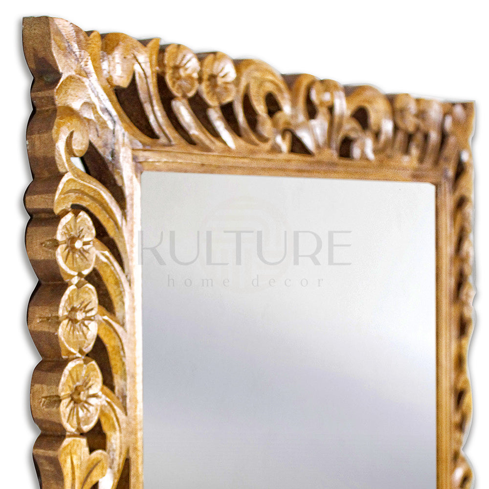 wood mirror jelita natural wash bali design hand carved hand made home decorative house furniture wood material