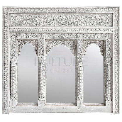 wood mirror jenggala white wash bali design hand carved hand made home decorative house furniture wood material