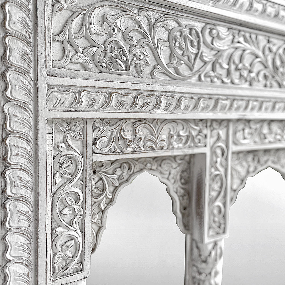 wood mirror jenggala white wash bali design hand carved hand made home decorative house furniture wood material