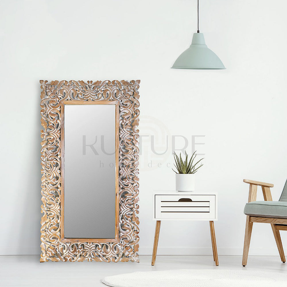 wood mirror semesta antic wash bali design hand carved hand made home decorative house furniture wood material