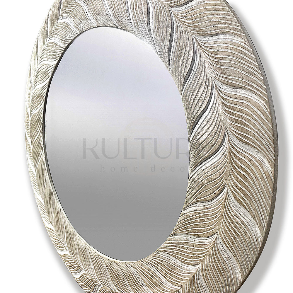 wood round mirror lovina antic wash bali design hand carved hand made home decorative house furniture wood material